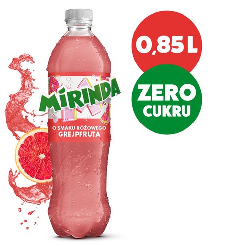 Napój gazowany o smaku różowego grejpfruta Mirinda Zero Cukru 850 ml
