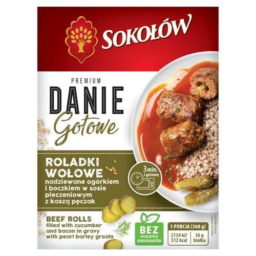 Roladki wołowe nadziewane ogórkiem i boczkiem Sokołów 360 g