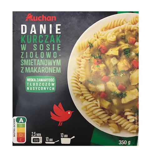 Kurczak w sosie ziołowo-śmietanowym z makaronem Auchan 350 g