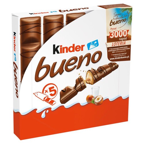Bueno wafele czekoladowy wypełniony delikatnym mleczno-orzechowym nadzieniem Kinder 107,5 g