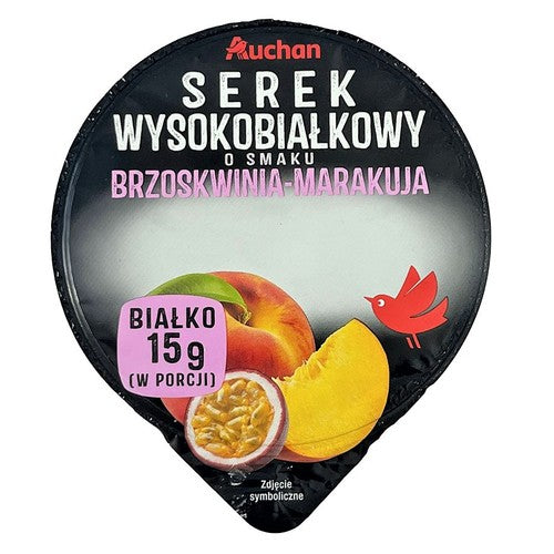 Serek wysokobiałkowy o smaku brzoskwinia - marakuja Auchan 150 g