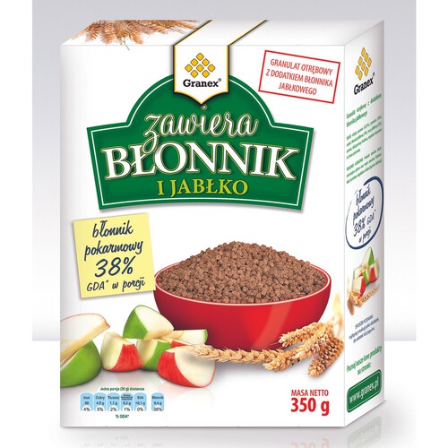 Granulat otrębowy zawiera błonnik i jabłko Granex 350 g
