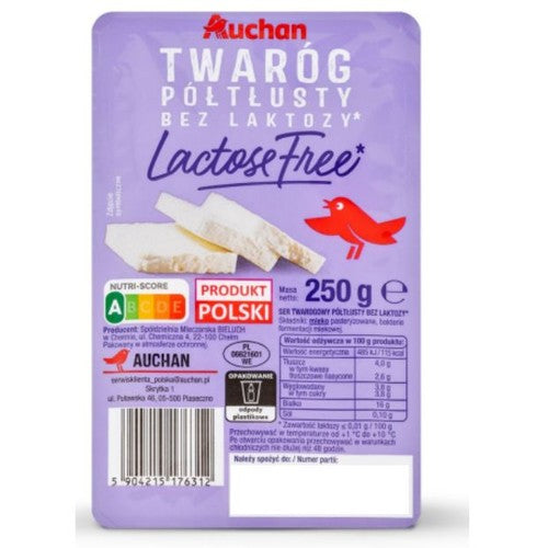 Twaróg półtłusty bez laktozy Auchan 250 g