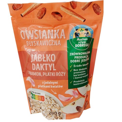 Owsianka o smaku jabłko-daktyl z cynamonem Pewni Dobrego 200 g