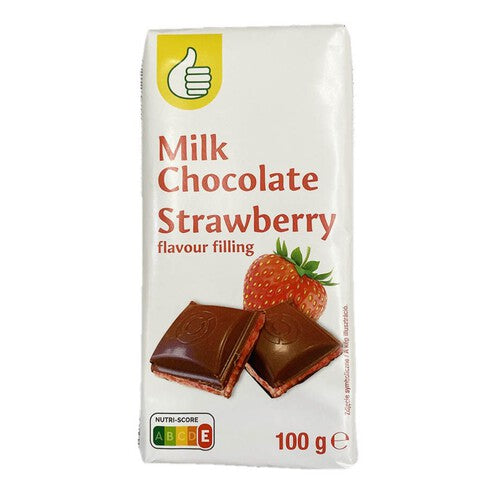 Czekolada mleczna z nadzieniem o smaku truskawkowym Auchan 100 g