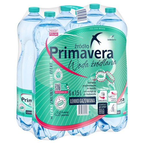 Woda źródlana lekko gazowana Primavera 6 x 1,5 l