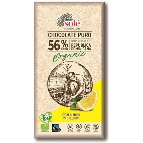 BIO Czekolada gorzka z cytryną 56% kakao Sole 100 g