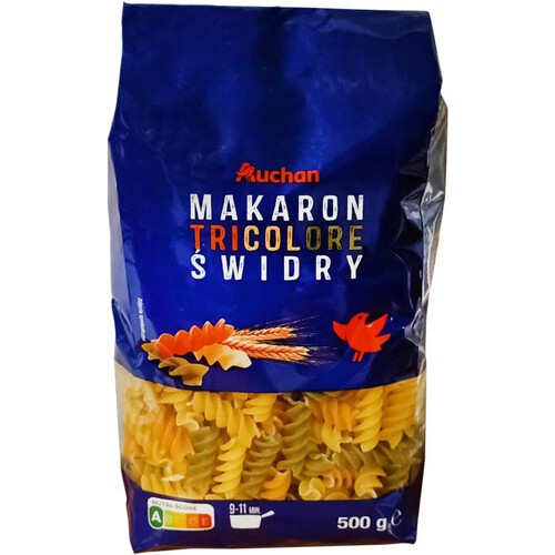 Makaron tricolore świdry Auchan 500 g