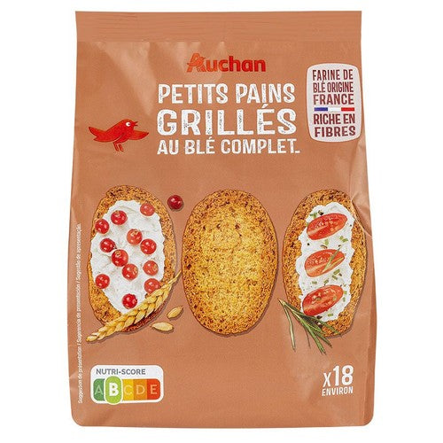 Grzanki pieczywo pszenne trwałe z dodatkiem mąki pełnoziarnistej Auchan 225 g