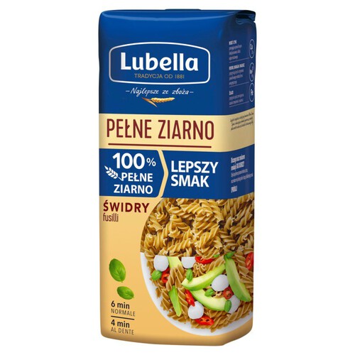 Makaron pełnoziarnisty świderki Lubella 400 g