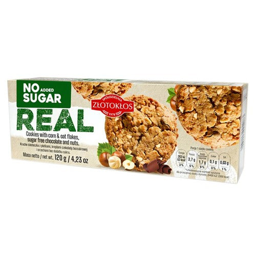 Ciastka z orzechami i kawałkami czekolady bez cukru Złotokłos 120 g