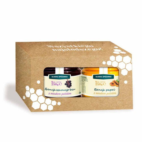 Zestaw miodów czarny bez i papaja Huzar 2 x 250 g