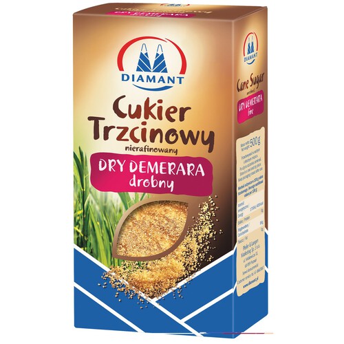 Cukier trzcinowy nierafinowany Dry Demerara drobny Diamant 500 g