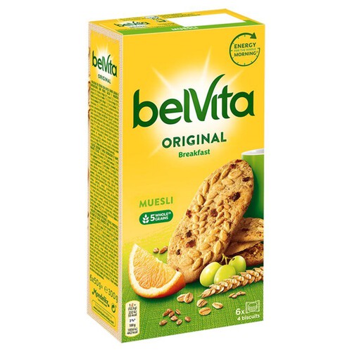 Ciastka zbożowe z musli wzbogacone w żelazo, magnez, witaminy E i B1 belVita 300 g