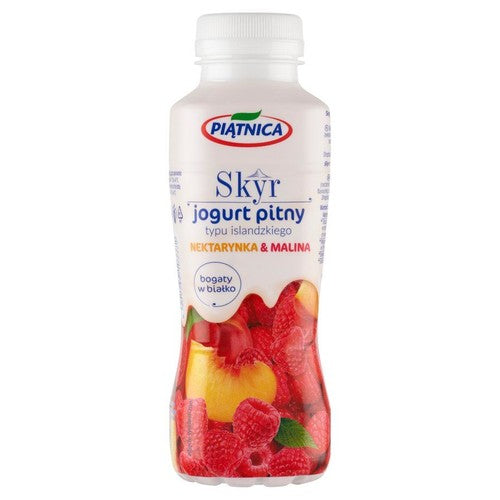 Skyr jogurt typu islandzkiego nektarynka & malina Piątnica 330 ml
