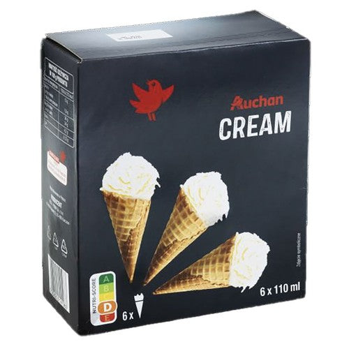 Lody śmietankowe w waflu Auchan 6 x 110 ml