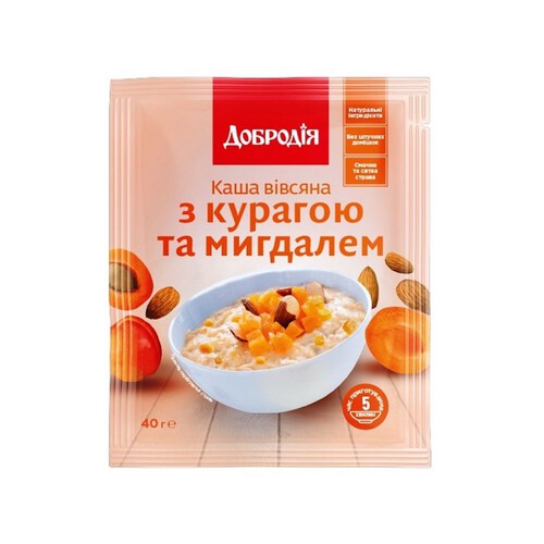Płatki owsiane z morelą i migdałami Dobrodiya 40 g