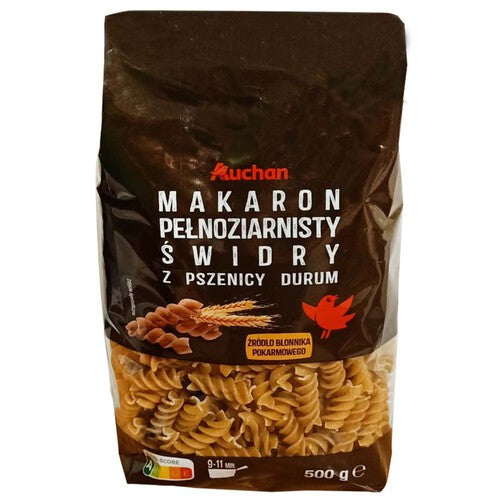 Makaron pełnoziarnisty świdry Auchan 500 g