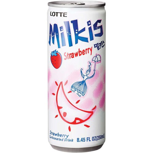 Mleczny napój gazowany - Truskawka  Lotte 250 ml
