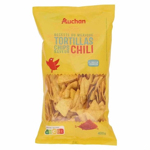 Nachosy bezglutenowe kukurydziane o smaku chili Auchan 400 g