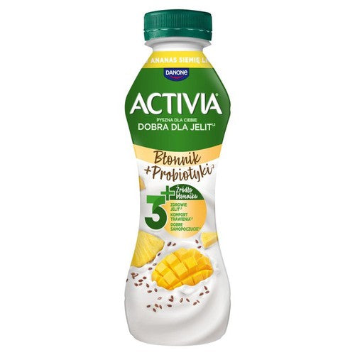 Jogurt pitny o smaku ananas-mango-siemię lniane Activia 270 g