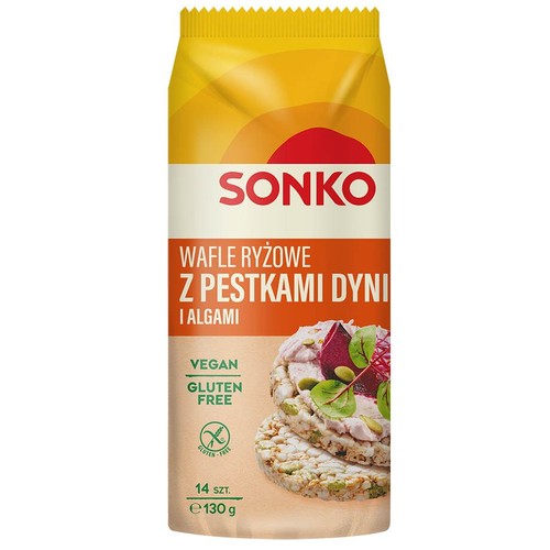 Wafle ryżowe z pestkami dyni i algami morskimi  Sonko 130 g