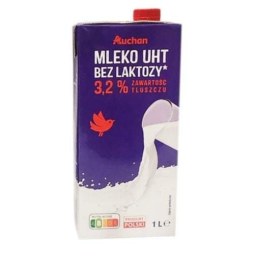 Mleko UHT bez laktozy 3.2 % Auchan 1 l
