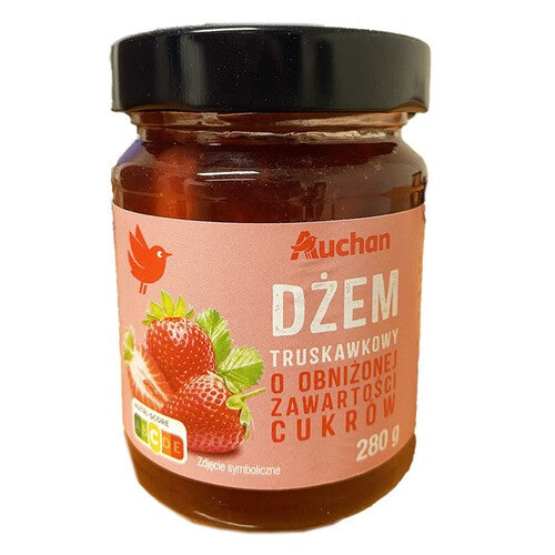 Dżem truskawkowy o obniżonej zawartości cukrów Auchan 280 g