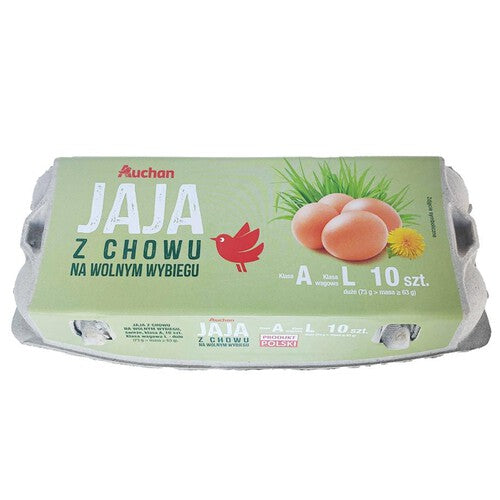 Jaja z wolnego wybiegu rozmiar L Auchan 10 sztuk