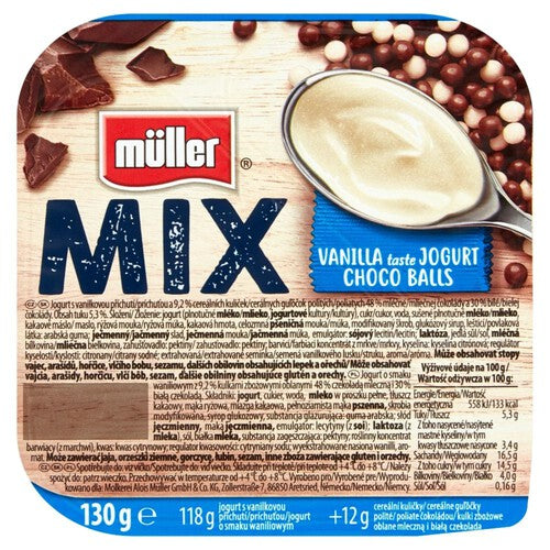 Mix Jogurt waniliowy z kuleczkami w czekoladzie  Muller 130 g