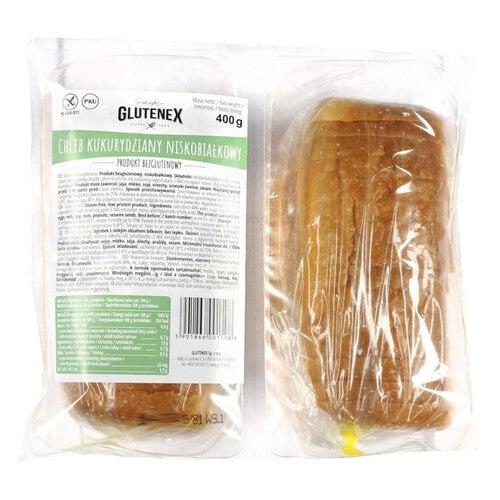 Chleb kukurydziany. bezglutenowy. niskobiałkowy Glutenex 400 g