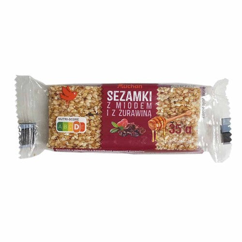 Sezamki z miodem i z żurawiną Auchan 35 g
