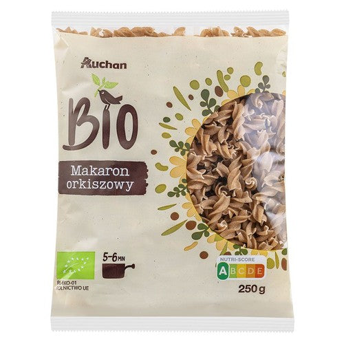 Makaron ekologiczny orkiszowy. Świderki Auchan 250 g