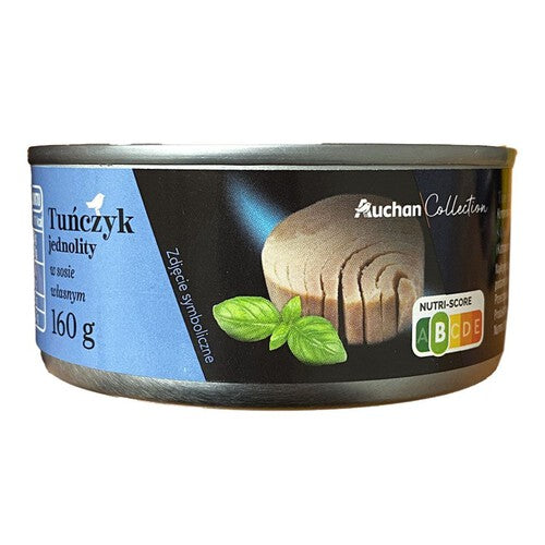 Tuńczyk jednolity w sosie własnym Auchan Collection 160 g